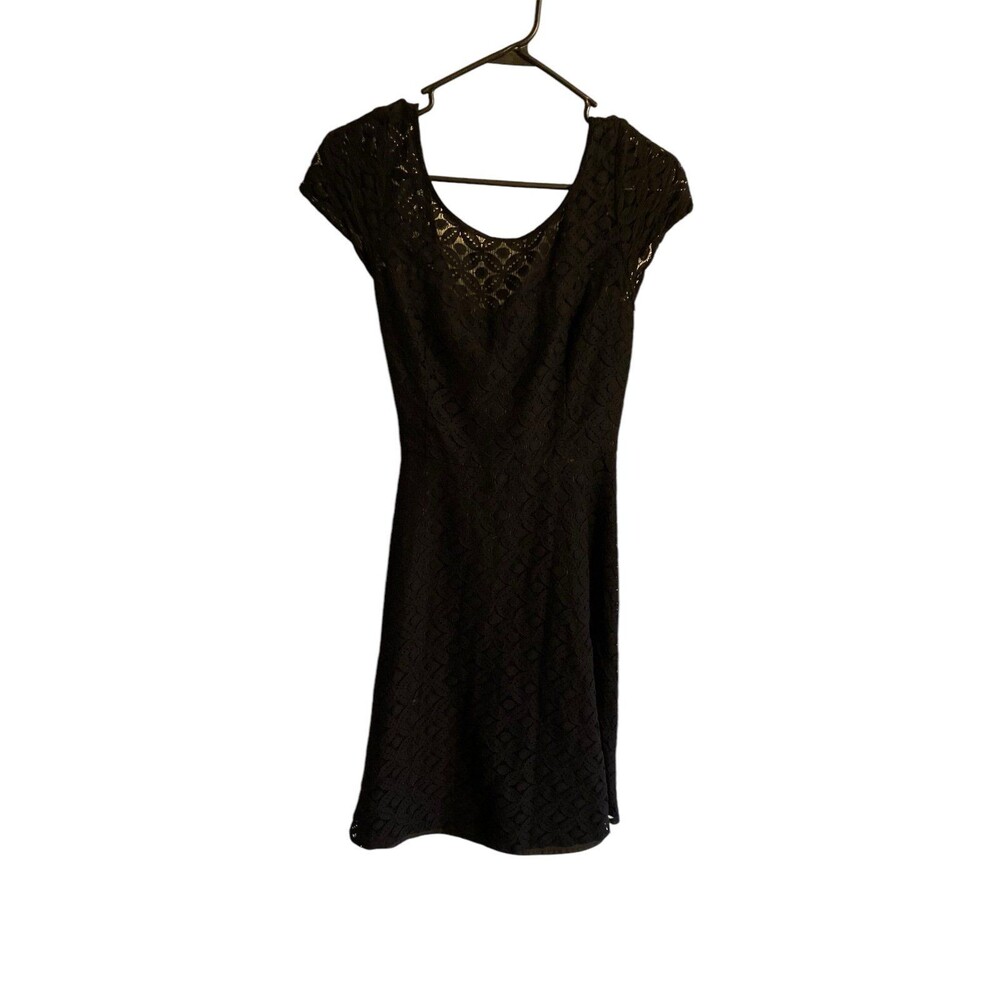 White House Black Market dress black lace silky Womens 4